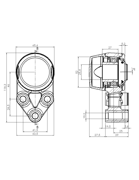 Bearing house XB3FC52(White)-SSB1"(Front)-CL(Blue)-OS(White)