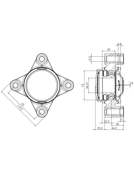 Bearing house XB4FC72(White)-SSB1 7/16"(Front)-CM(White)-OS(White)