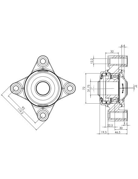 Bearing house XB4FC72(White)-SSB1 1/4"(Front)-OM(White)-OS(White)
