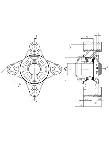 Bearing house XB4FC52(White)-CSB1"(Front)-OM(Blue)-OS(White)