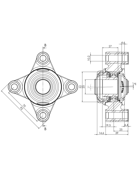 Bearing house XB4FC52(White)-SSB25 mm(Front)-OM(White)-OS(White)