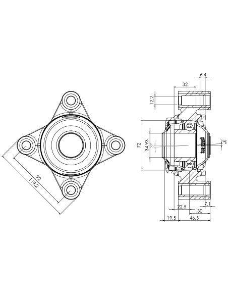 Bearing house XB4FC72(White)-SSB1 3/8"(Front)-OM(White)-OS(White)