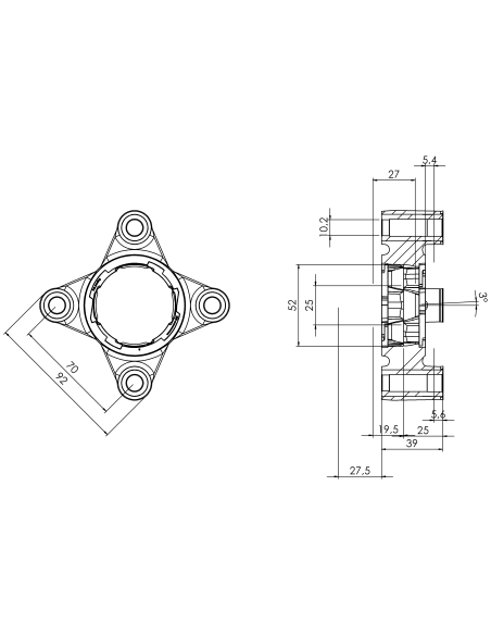 Bearing house XB4FC72(White)-SSA1 3/8"(Front)-CM(White)-OS(White)