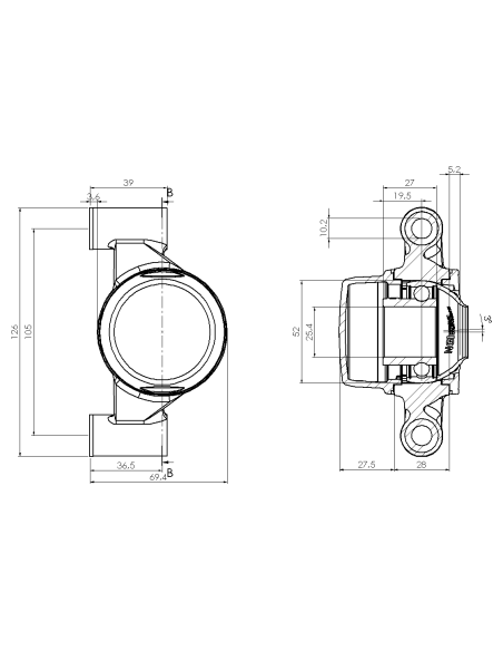 Bearing house XBPBC52(Blue)-SSB1"(Front)-CL(Blue)-OS(Blue)