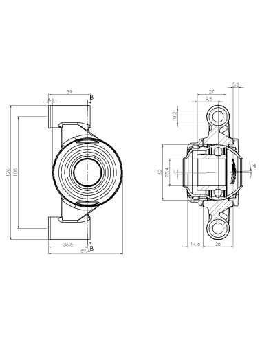 Bearing house XBPBC52(White)-CSB1"(Front)-OM(White)-OS(White)