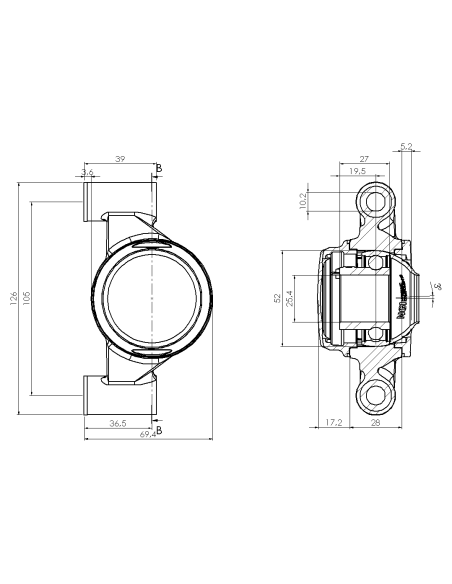 Bearing house XBPBC52(White)-SSB1"(Front)-CM(White)-OS(White)