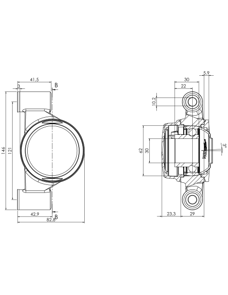 Bearing house XBPBC62(White)-SSB30 mm(Front)-CM(White)-OS(White)