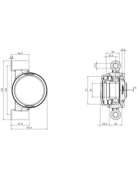 Bearing house XBPBC72(White)-SSA35 mm(Front)-CM(White)-OS(White)