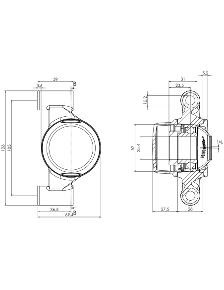 Bearing house XBPBC52(White)-SSA1"(Front)-CL(White)-OS(White)