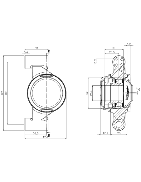 Bearing house XBPBC52(White)-SSA1"(Front)-CM(Blue)-OS(White)