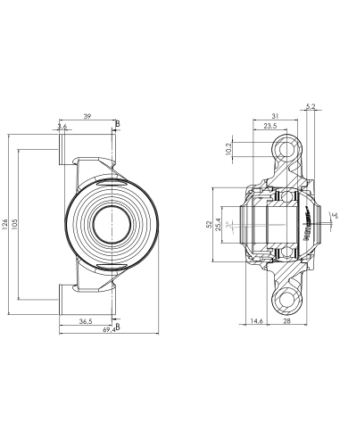 Bearing house XBPBC52(White)-SSA1"(Front)-OM(White)-OS(White)