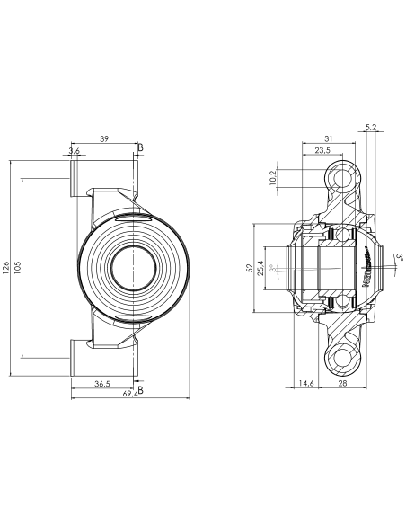 Bearing house XBPBC52(White)-SSA1"(Front)-OM(White)-OS(White)