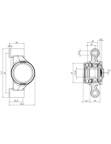 Bearing house XBPBC47(White)-SSA3/4"(Front)-CM(White)-OS(White)
