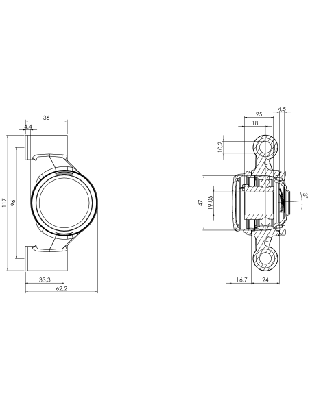 Bearing house XBPBC47(White)-SSB3/4"(Front)-CM(White)-OS(White)