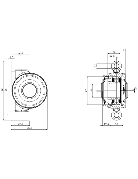 Bearing house XBPBC72(White)-CSB35 mm(Front)-OM(White)-OS(White)
