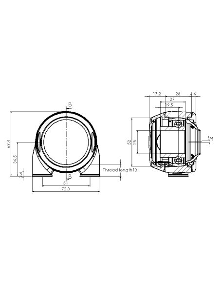 Bearing house XBTBC52(Blue)-SSB25 mm(Front)(Blue)(Blue)