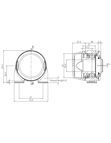 Bearing house XBTBC52(White)-CSB1"(Front)-CL(White)-OS(White)