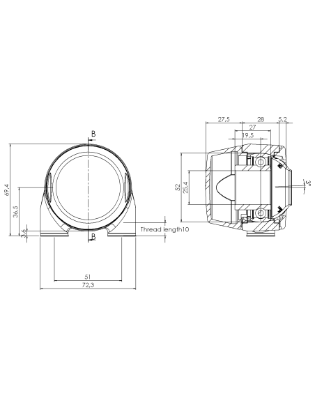 Bearing house XBTBC52(White)-CSB1"(Front)-CL(White)-OS(White)