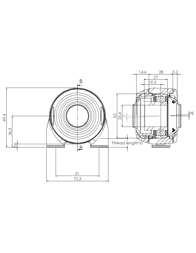 Bearing house XBTBC52(White)-CSB1"(Front)-OM(White)-OS(White)