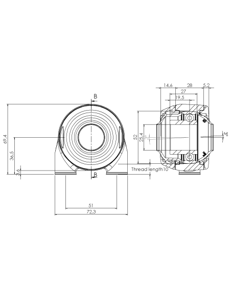 Bearing house XBTBC52(White)-CSB1"(Front)-OM(White)-OS(White)