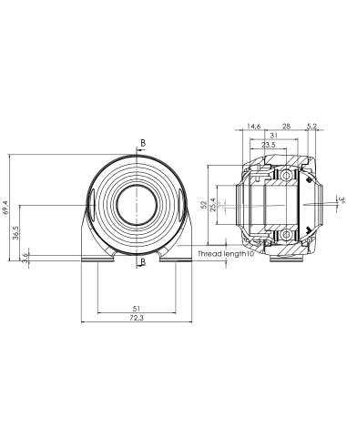 Bearing house XBTBC52(White)-SSA1"(Front)-OM(White)-OS(White)