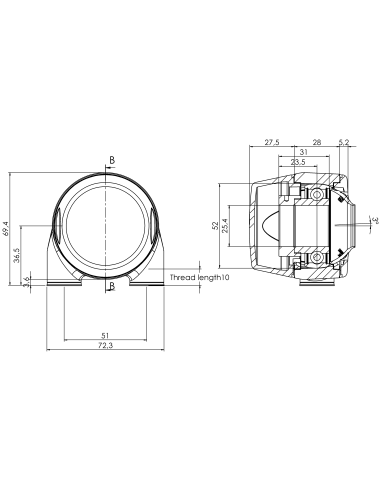 Bearing house XBTBC52(Blue)-SSA1"(Front)-CL(Blue)-OS(Blue)