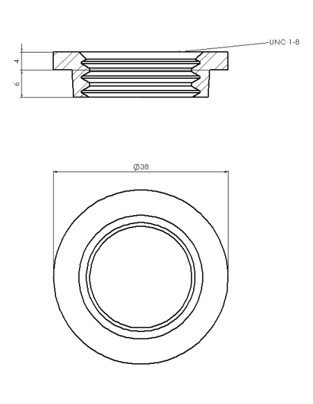 Welding plate round Ø38x4, UNC 1-8, AISI 316