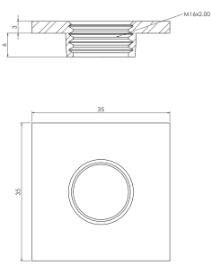Welding plateWPQ, 35x35x3, M16, AISI 304 2