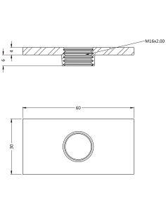 Welding plateWPQ, 60x30x4, M16, AISI 304 2