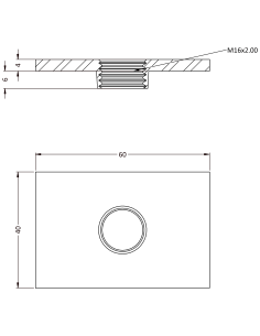 Welding plateWPQ, 60x40x4, M16, AISI 304 2
