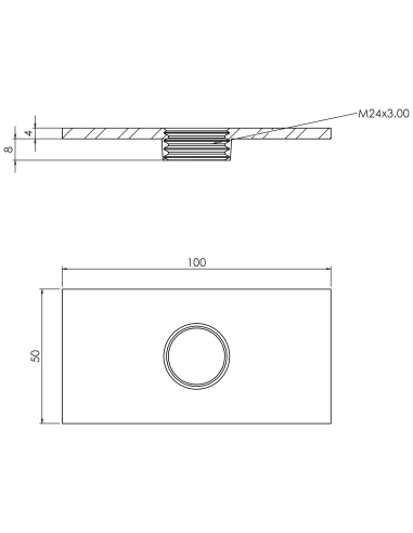 Welding plateWPQ, 100x50x4, M24, AISI 316