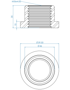 Threaded insert TIR Ø60x10, 46x25, M36, AISI 304 2