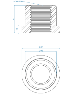 Threaded insert TIR Ø55x10, 45x30, M30, AISI 304 2