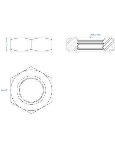 Counter nut M42, DIN 439, A4-40