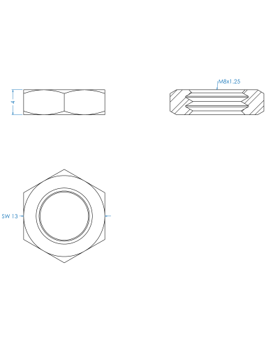 Counter nut M8, DIN 439, A2-35