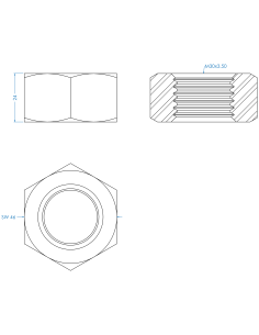 Nut M30, DIN 934, A2-70 2