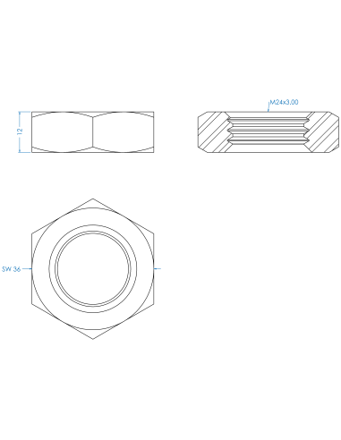 Counter nut M24, DIN 439, A2-35