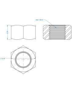 Nut UNC 7/8, ASME B18.2.2, A2-70 2