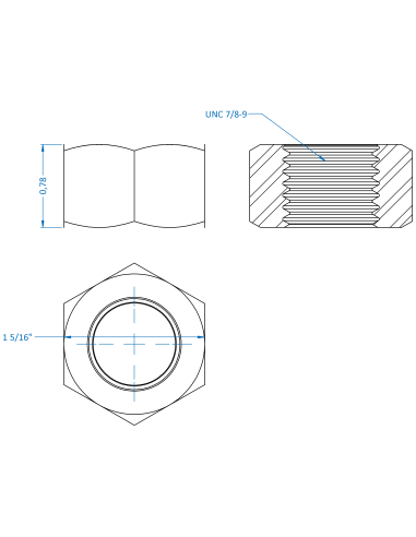 Nut UNC 7/8, ASME B18.2.2, A2-70