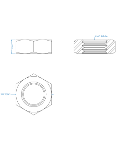 Counter nut UNC 3/8, ASME B18.2.2, A2-35 2
