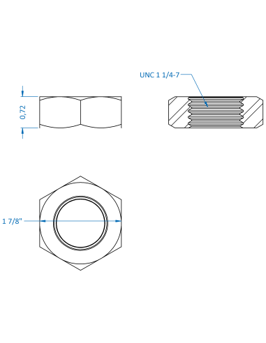 Counter nut UNC 1 1/4-7, ASME B18.2.2, A2-35