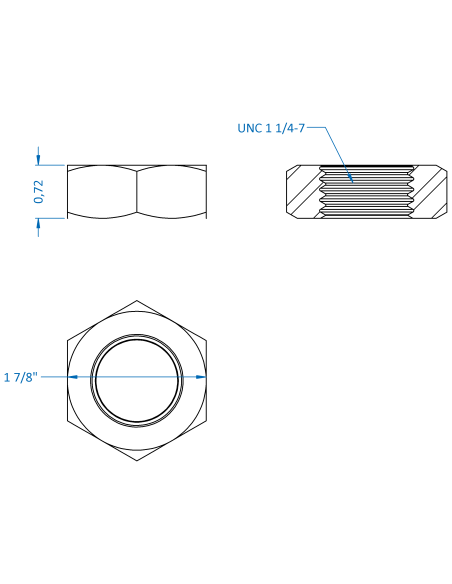 Counter nut UNC 1 1/4-7, ASME B18.2.2, A2-35