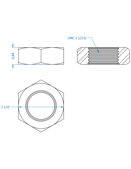 Counter nut UNC 1 1/2-6, ASME B18.2.2, A2-35