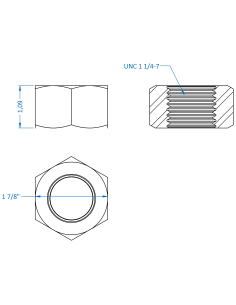 Nut UNC 1 1/4-7, ASME B18.2.2, A2-70 2