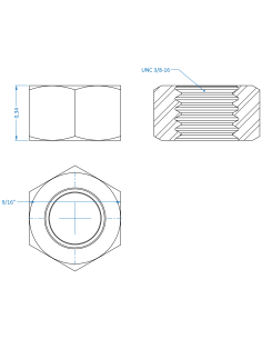 Nut UNC 3/8, ASME B18.2.2, A2-70 2