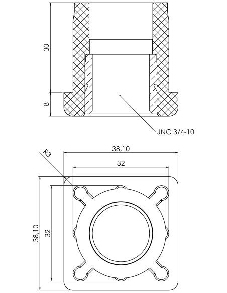 Threaded bushing PTIQ, 1,5x1,5x0,12", UNC 3/4