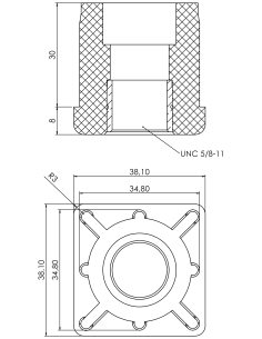Threaded bushing PTIQ, 1,5x1,5x0,065", UNC 5/8 2