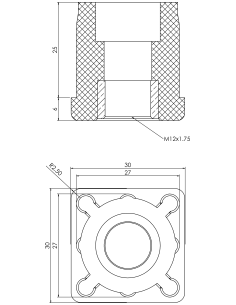 Threaded bushing PTIQ, 30x30x1,5, M12 2