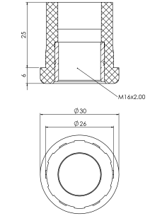 Plastic bushing PTIR, 30x2, M16 2