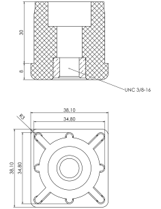 Threaded bushing PTIQ, 1,5x1,5x0,065", UNC 3/8 2